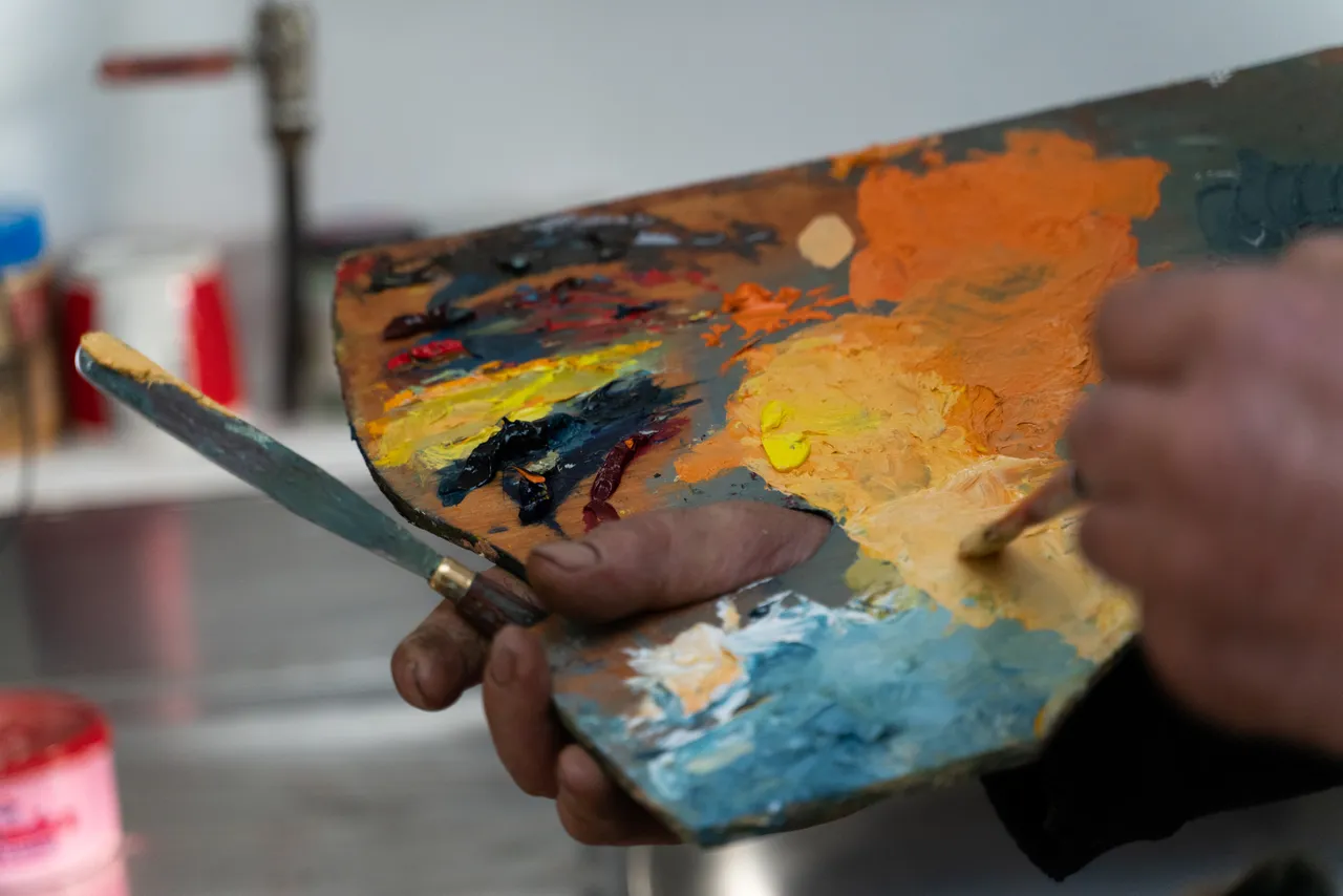 Close up of painting