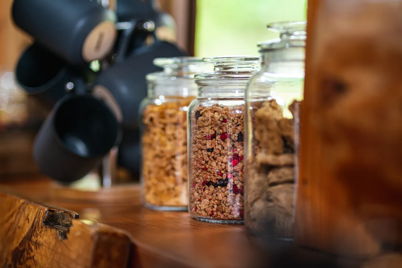 Glass jars of cereal