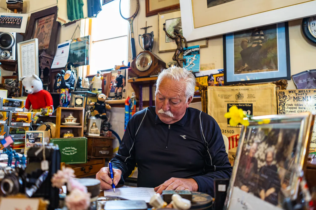 John in antique shop