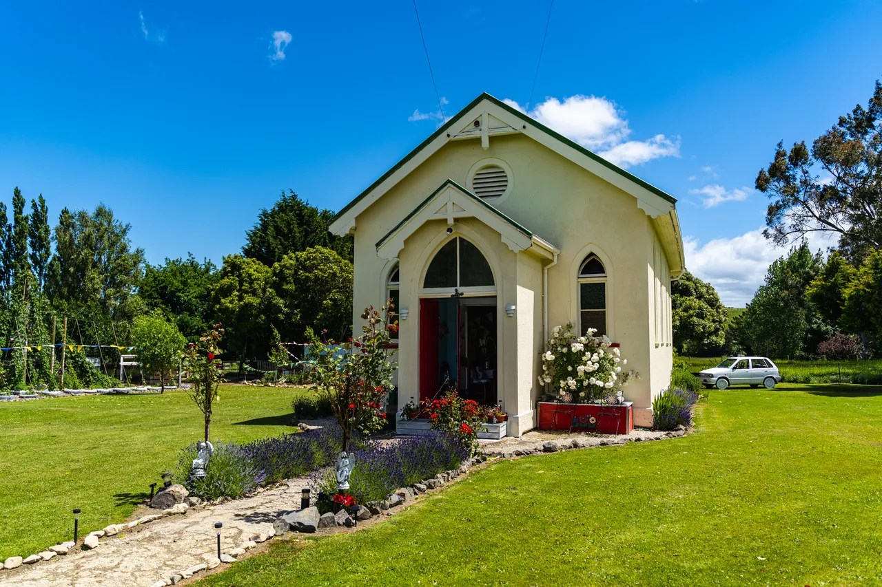 White church and lawn