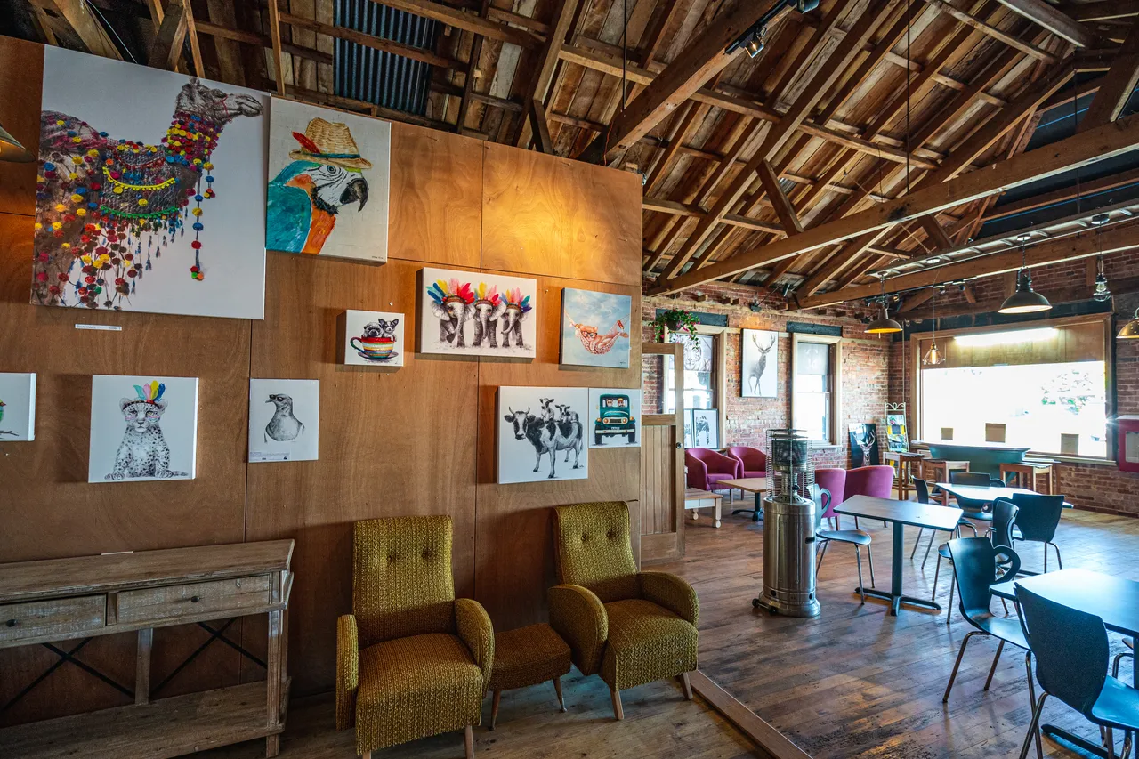 Seating area with artwork