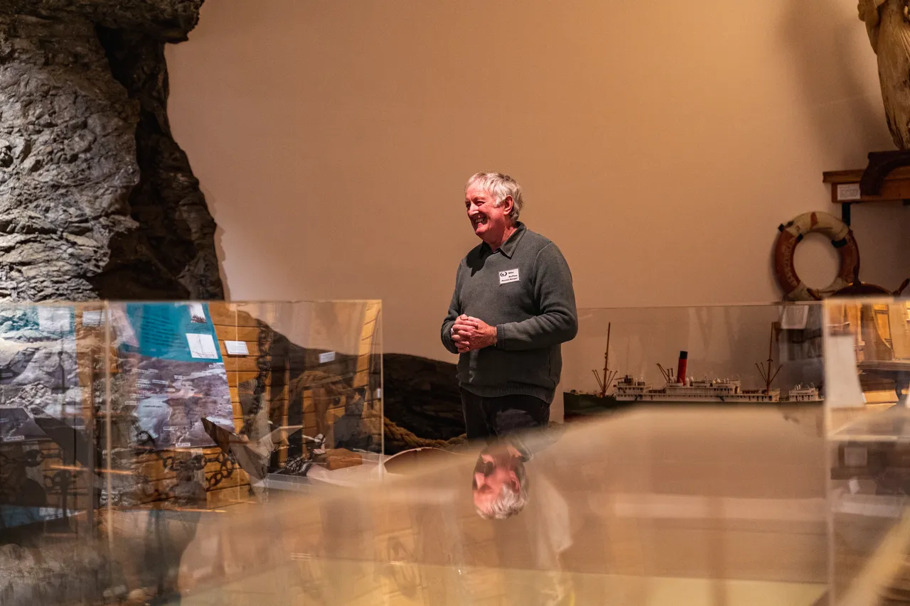 Mike McPhee in Owaka Museum