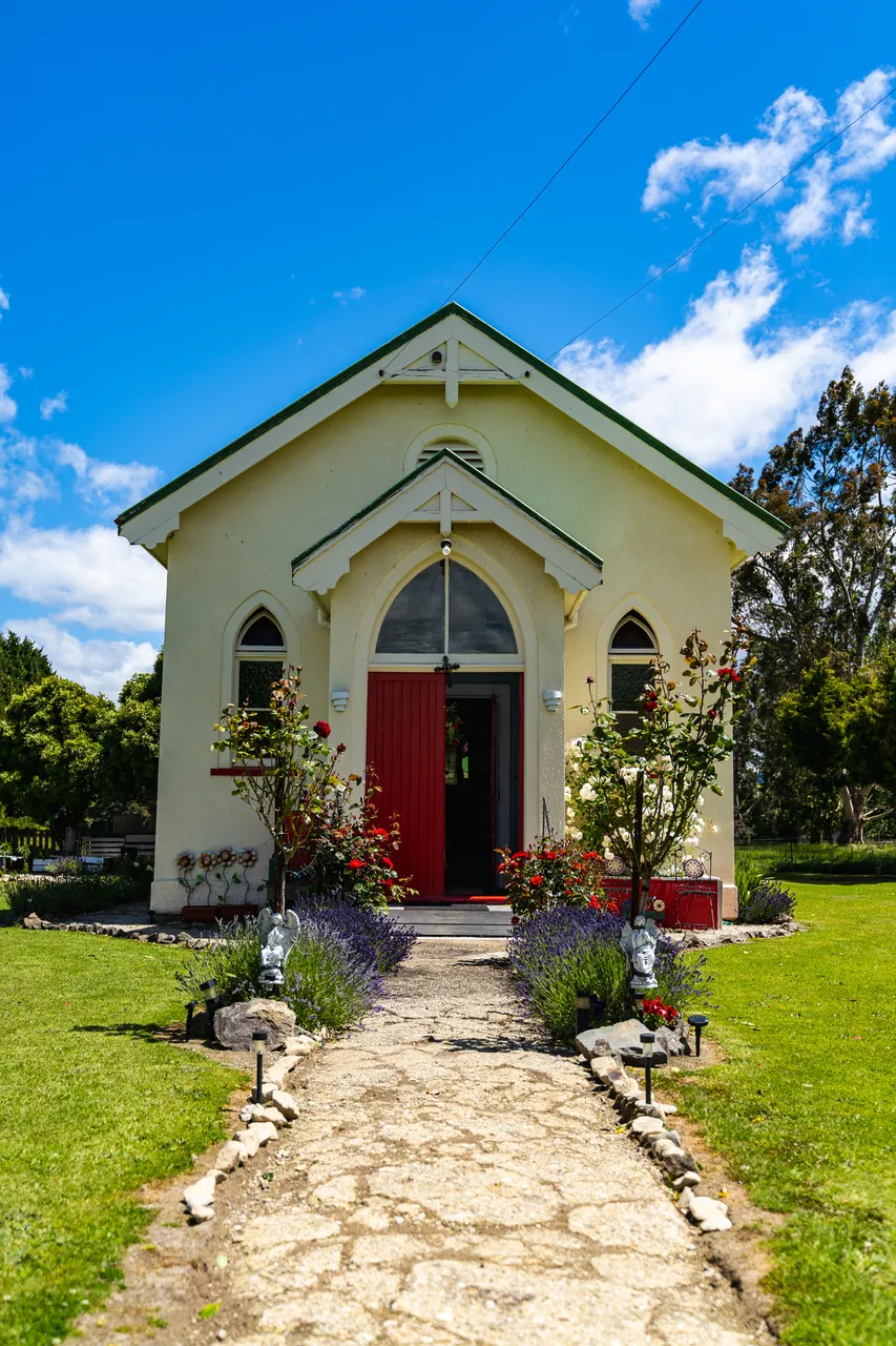 White church and lawn
