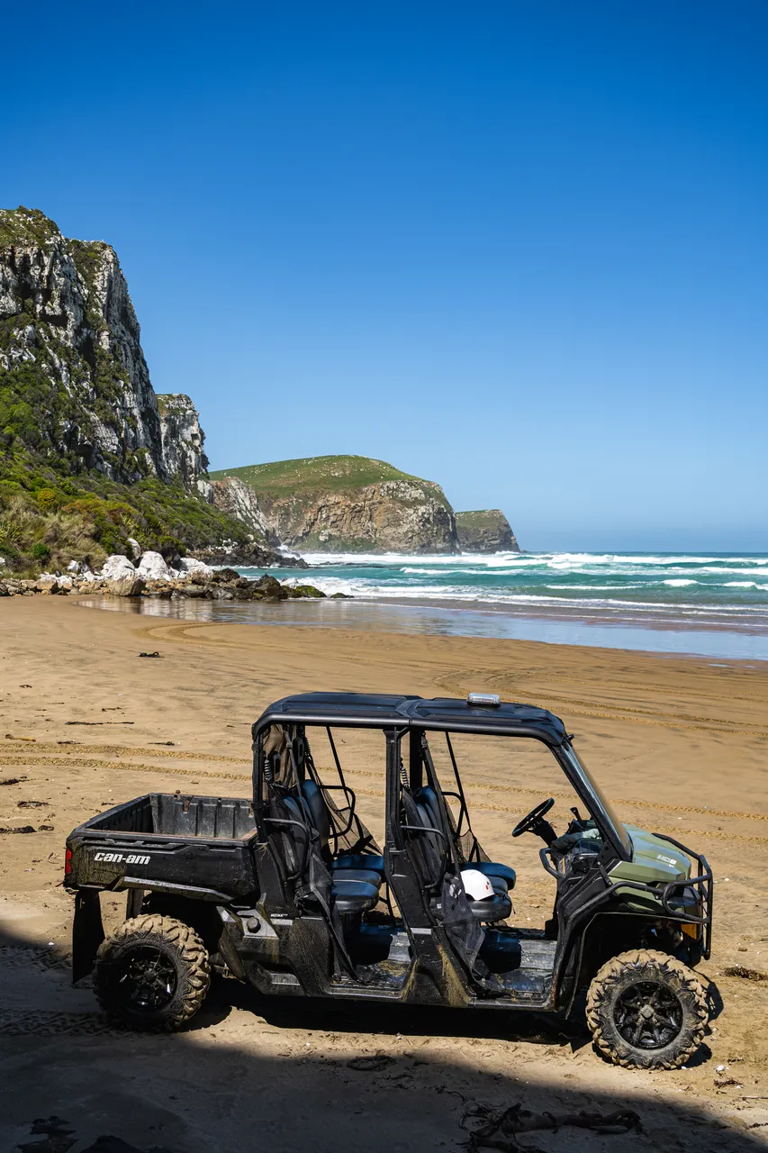 Side by side parked on the beach