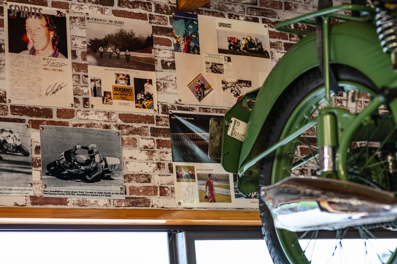 Photographs on wall