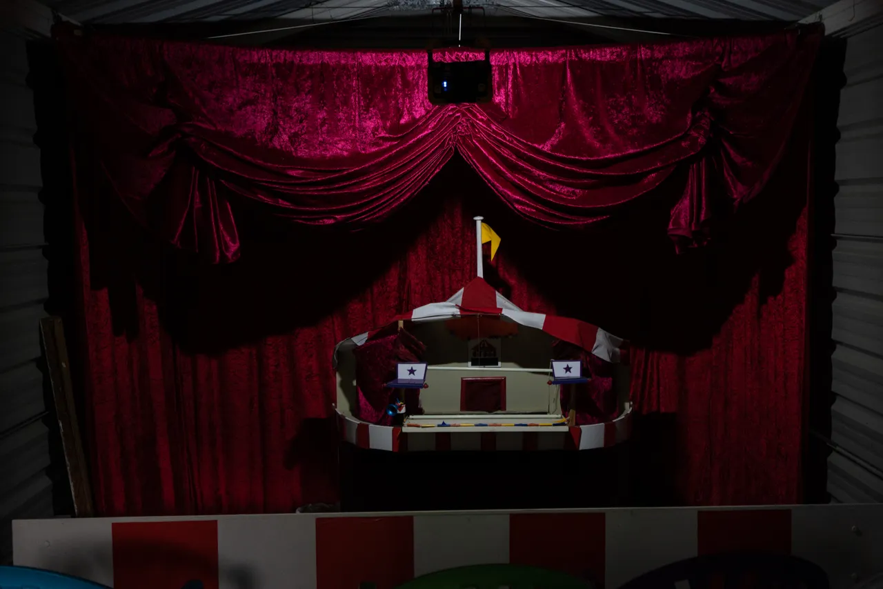 Miniture stage and velvet curtains