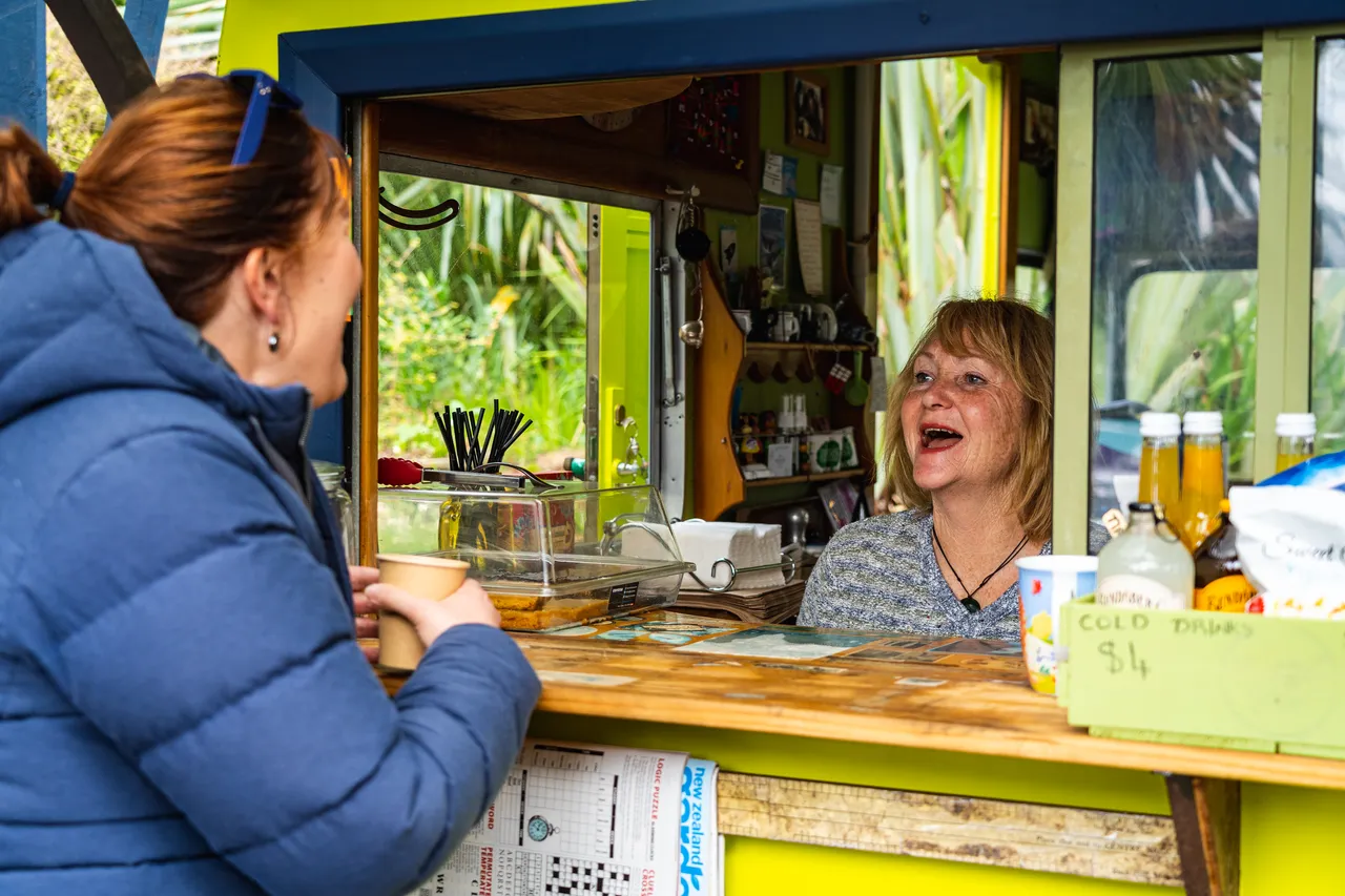 Coffee cart and people