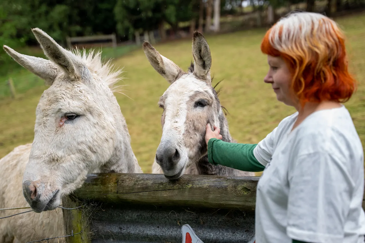 Janine Thompson with donkeys