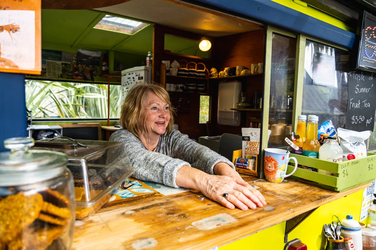 Coffee cart and people