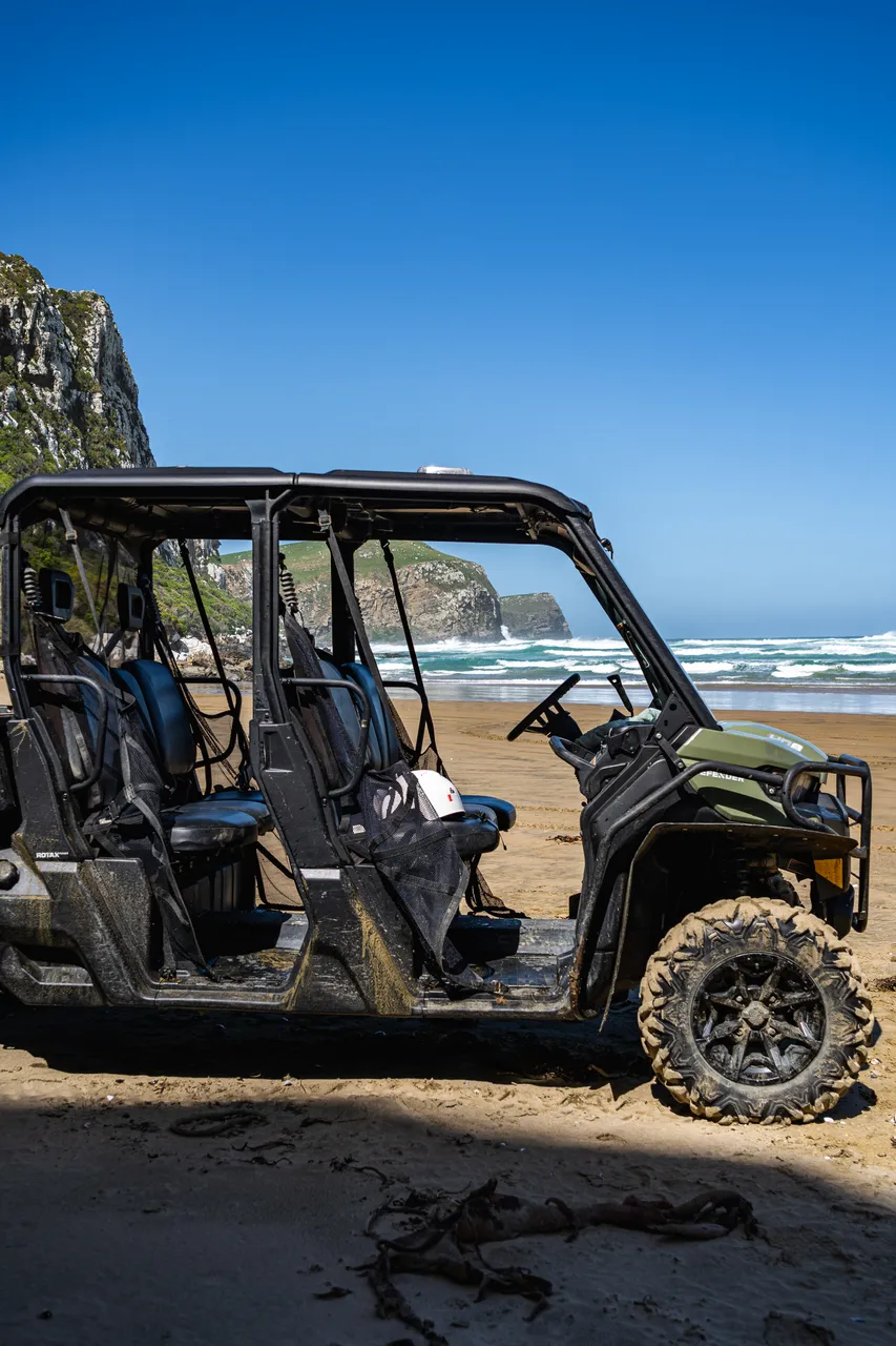 Side by side parked on the beach