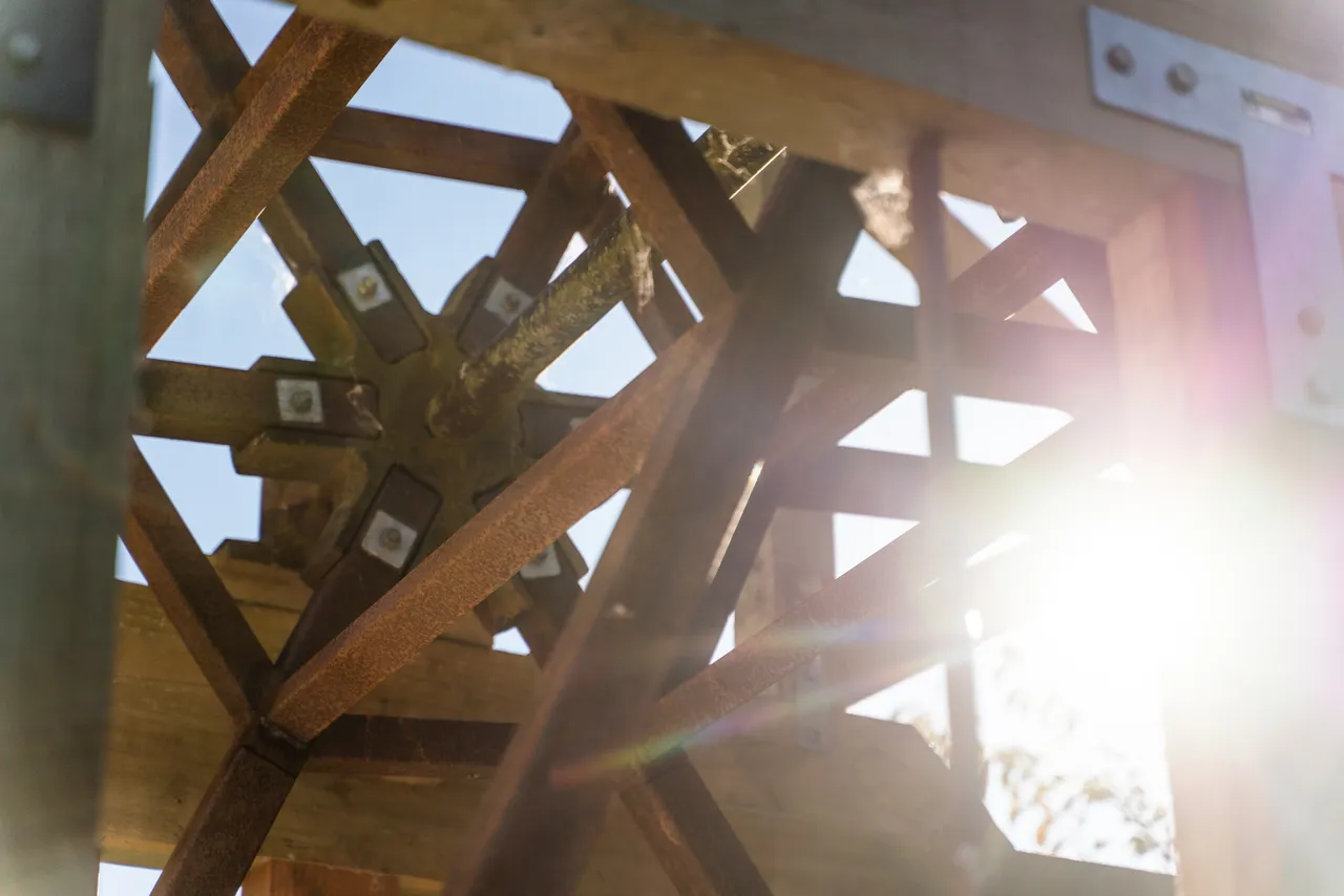 Close up of wooden machine