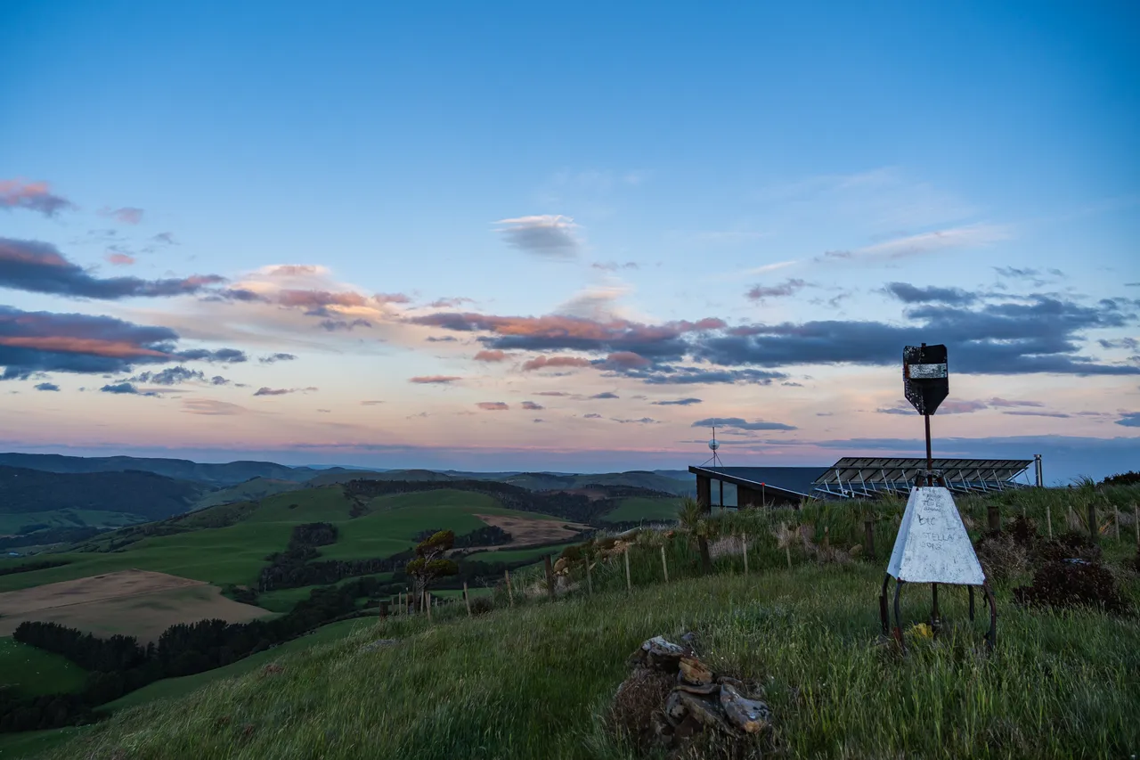 View of farmland and sunset