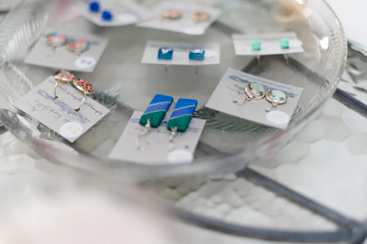 Earrings on display