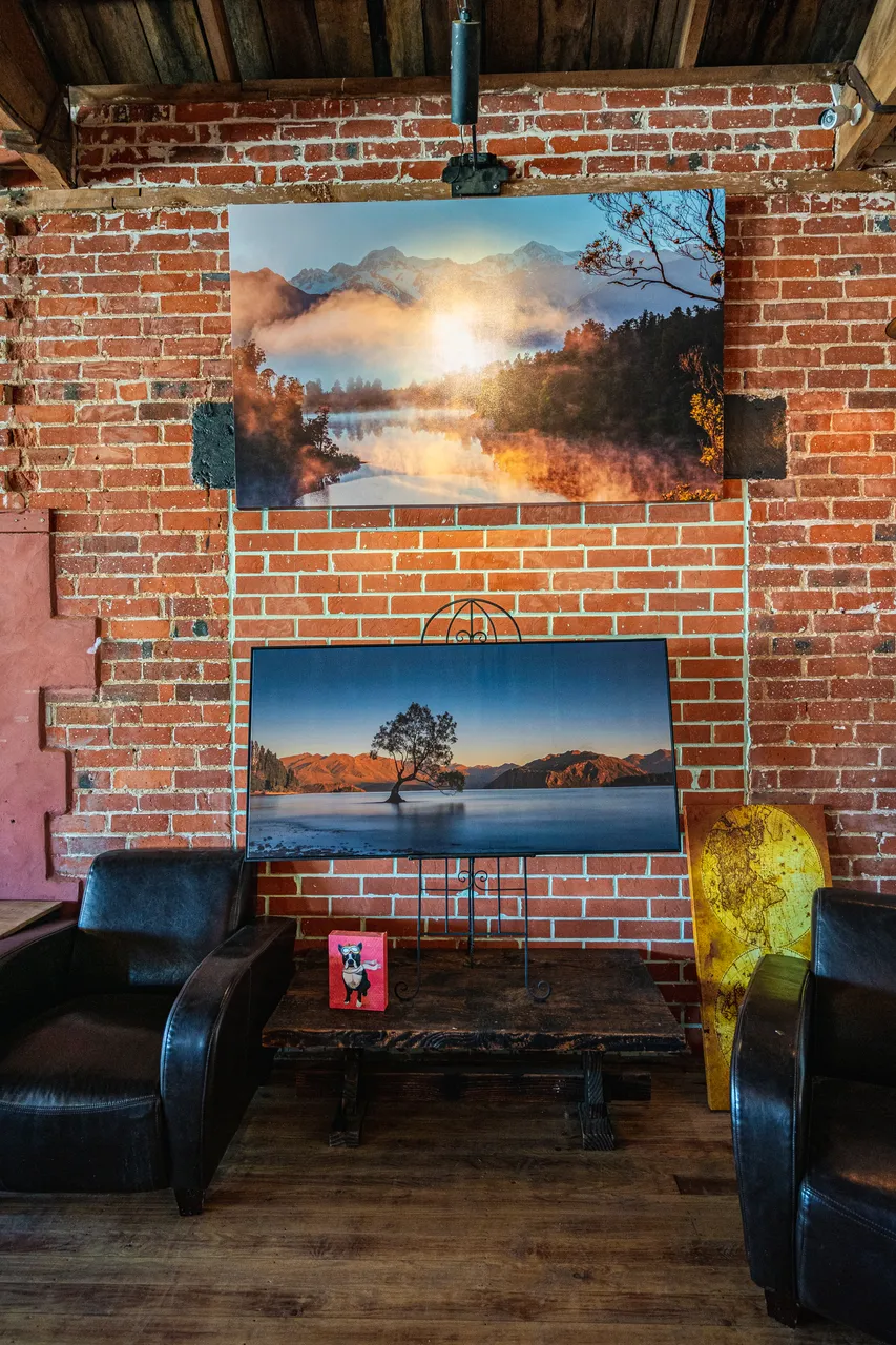Artwork on brick wall
