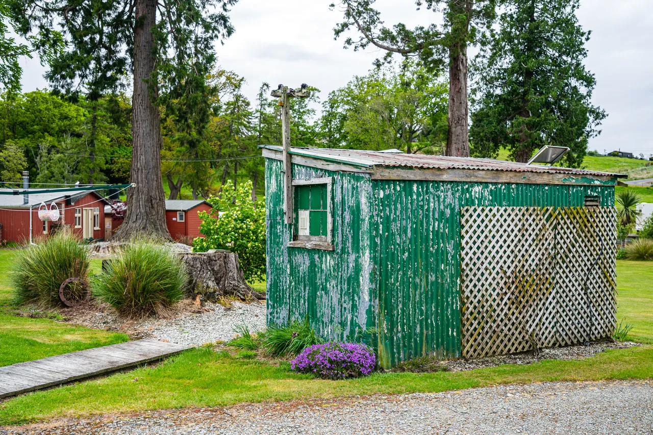 Green shed and lawns