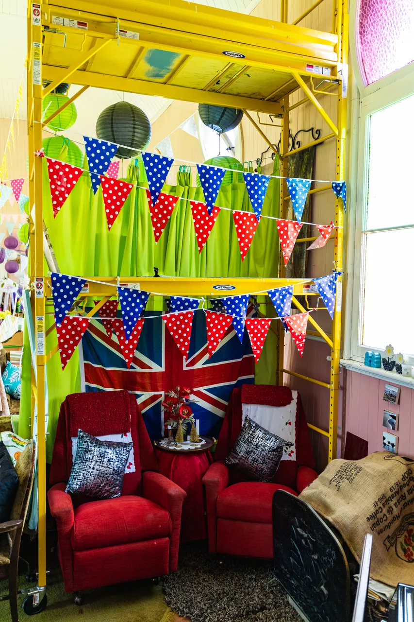 Chairs and union jacks