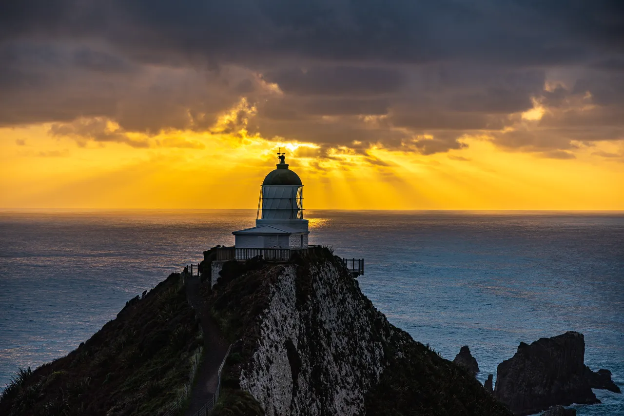 Nugget Point Lighthouse and sunset 