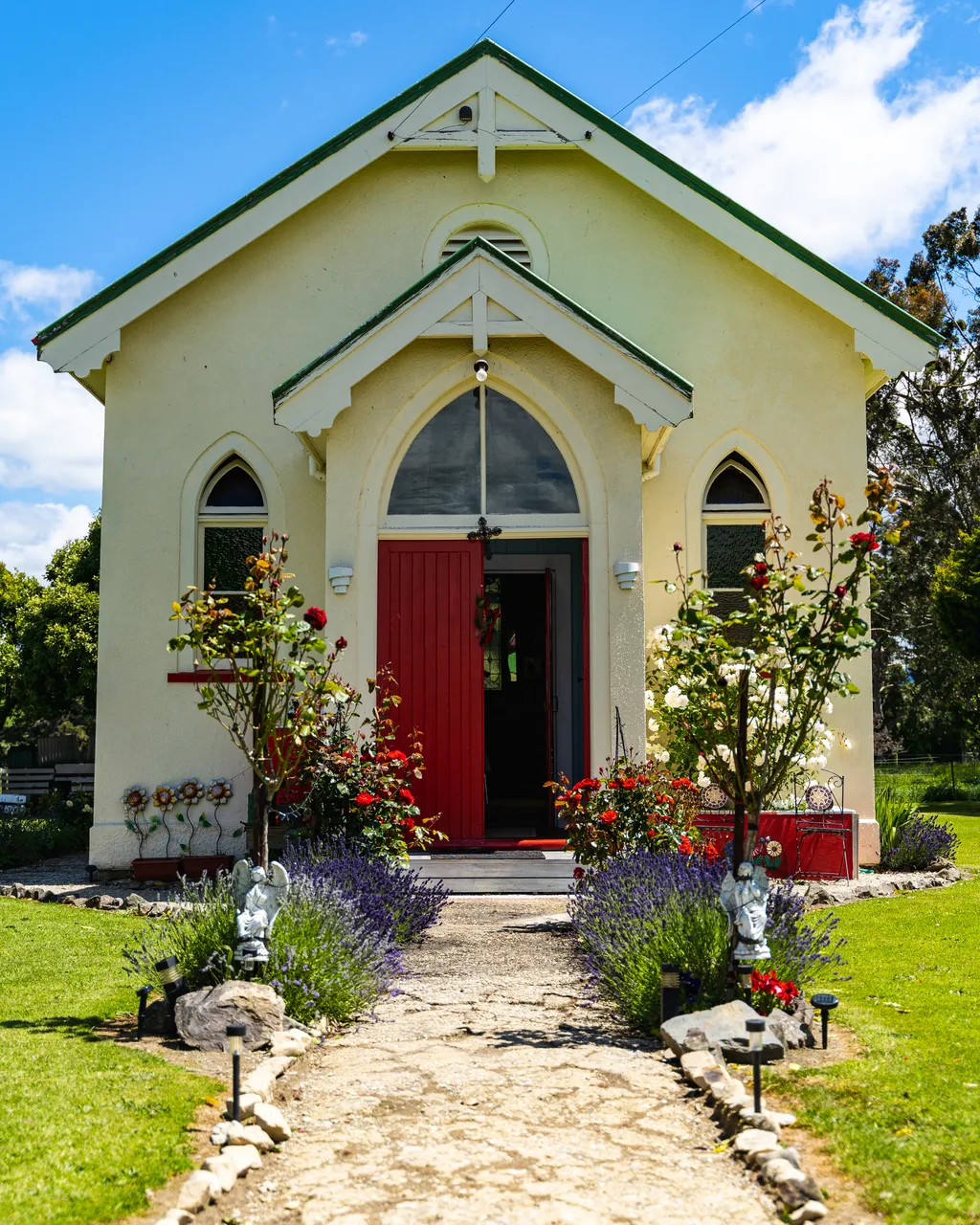 White church and lawn