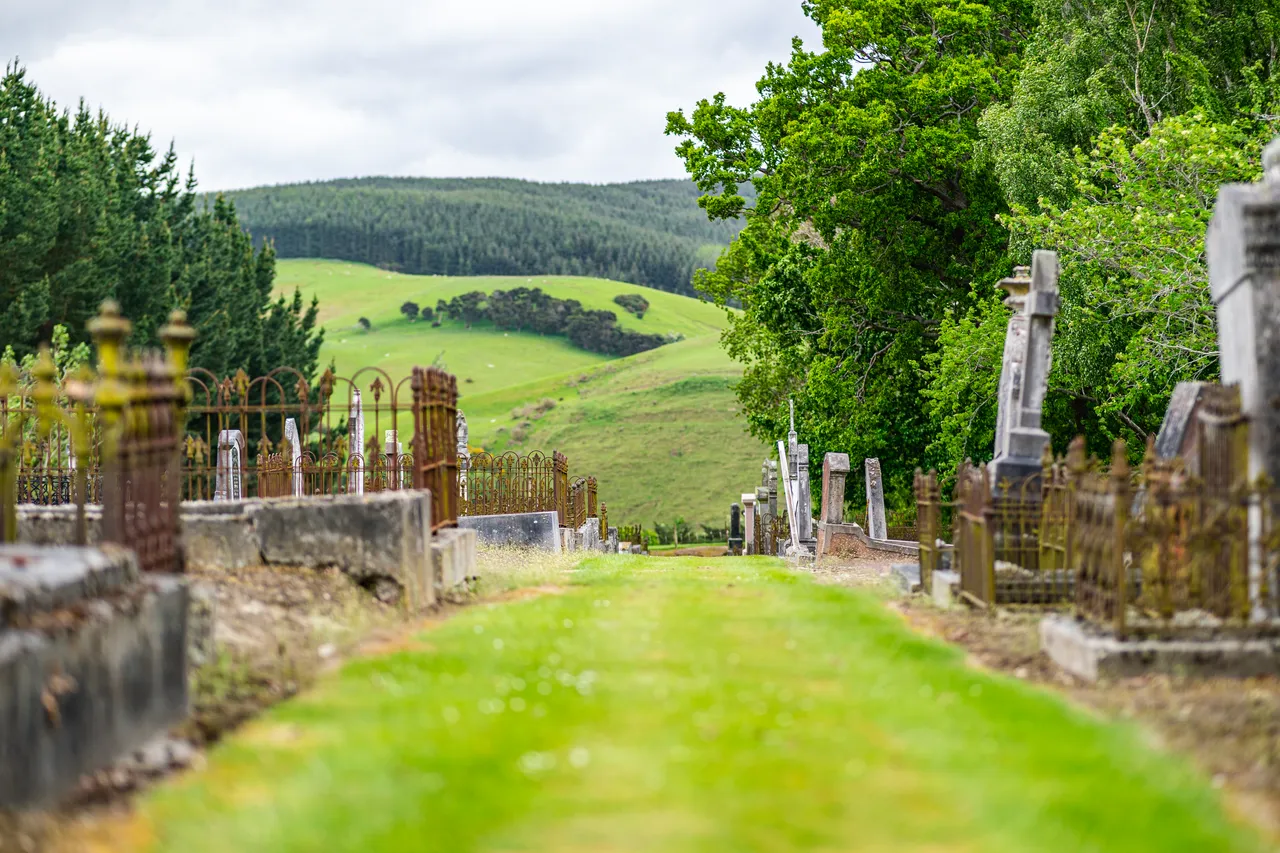 Grass and headstones