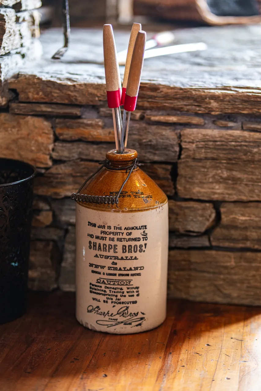 Bottle on wooden floor
