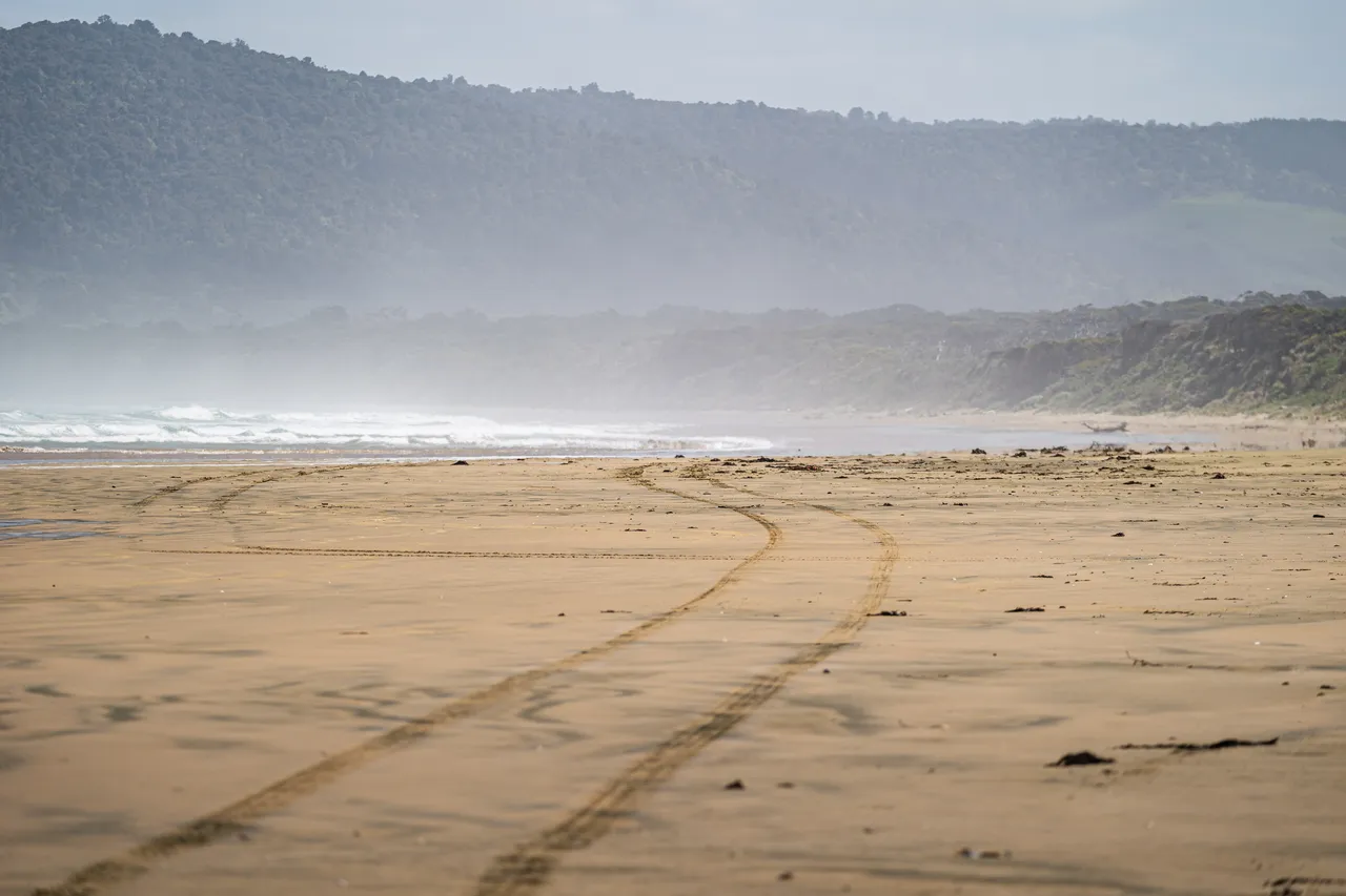 Side by side driving on beach