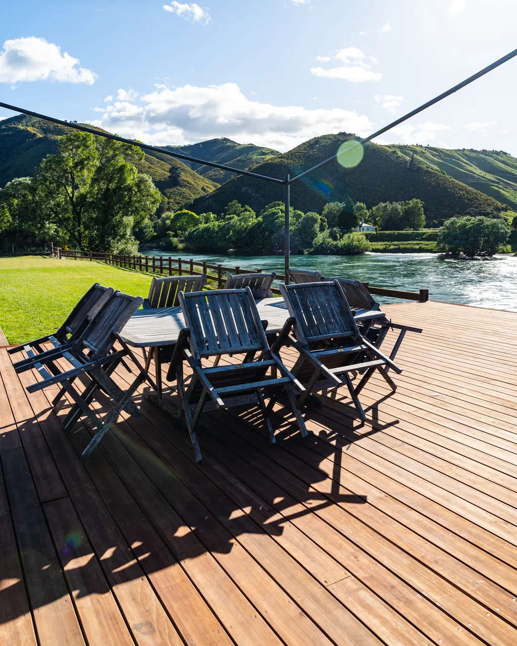 Outside seating area beside the river