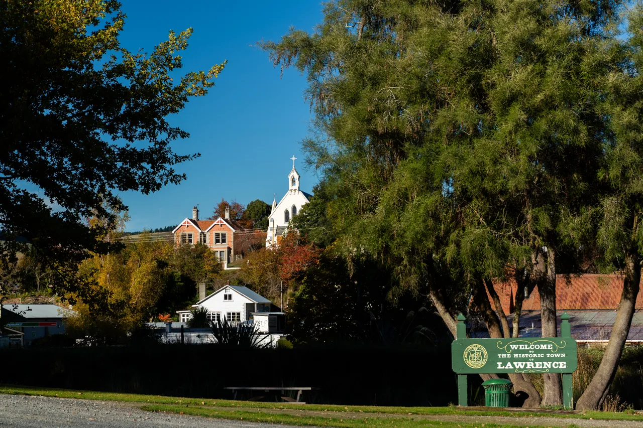 Sign and view of Lawrence
