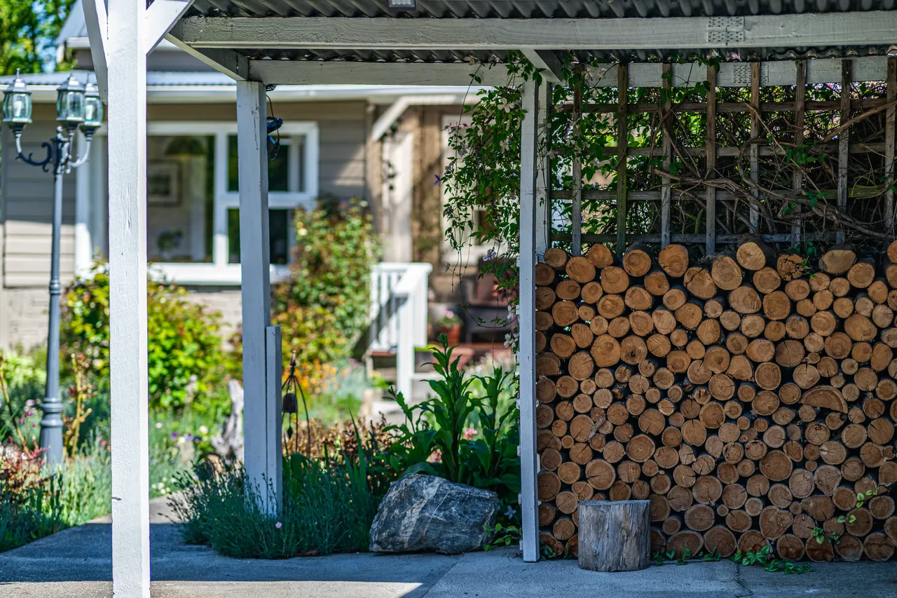 Wood shed with firewood