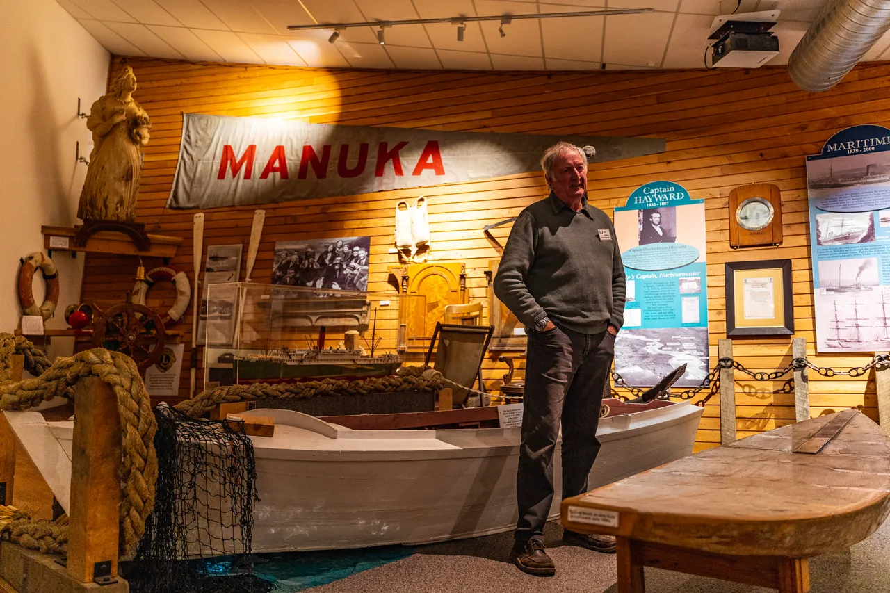 Mike McPhee in Owaka Museum