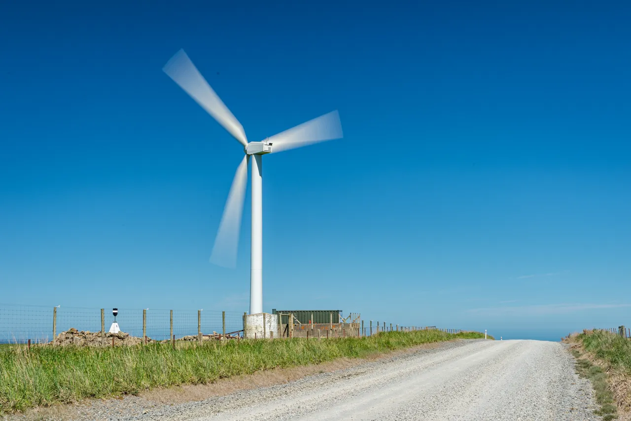 Wind turbines and gravel road