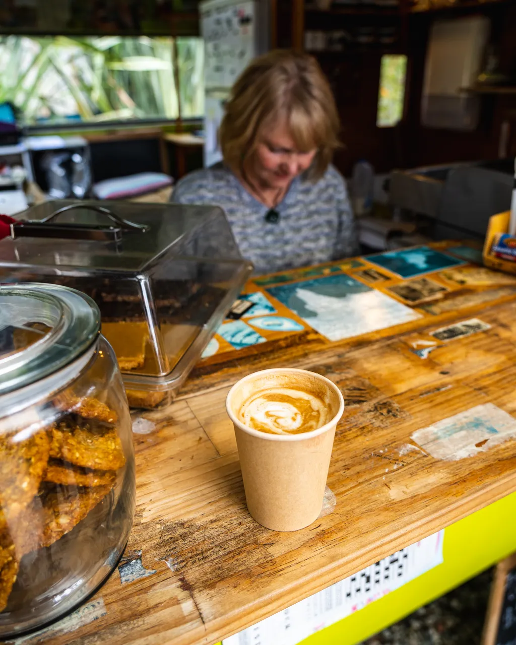 Coffee cart and people