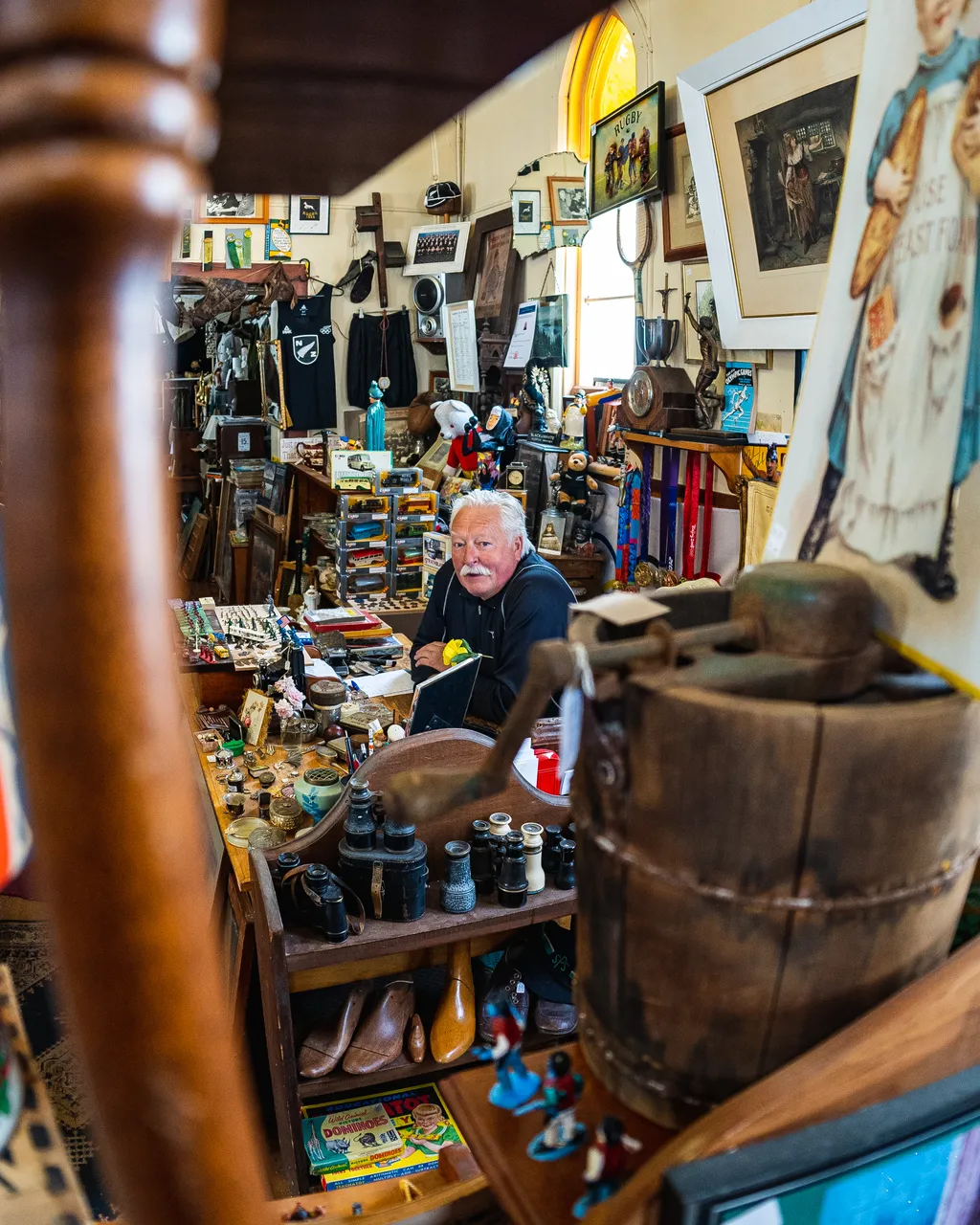 John in antique shop