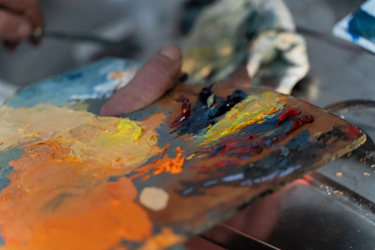 Close up of painting