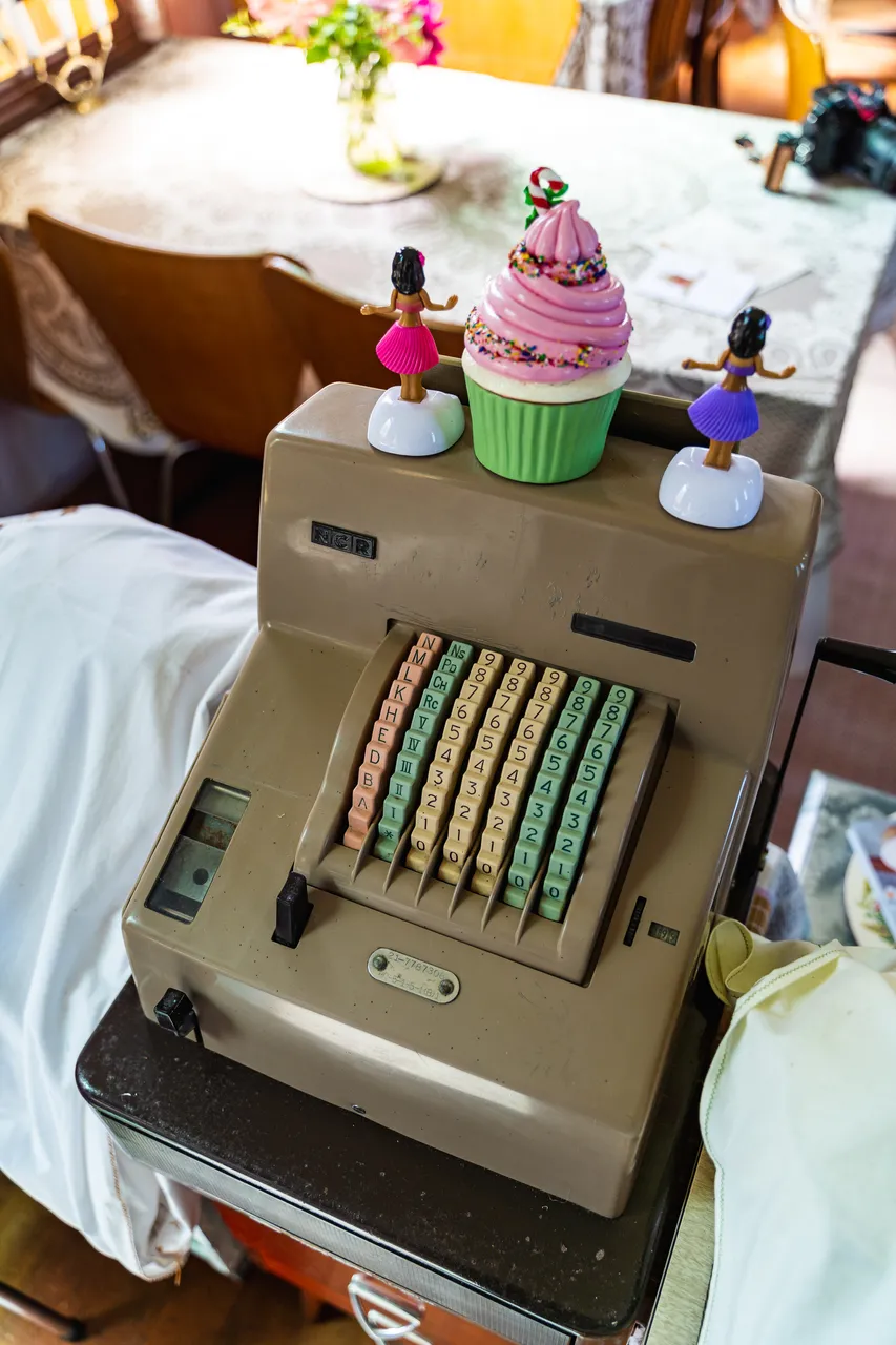 Old machine with decorations