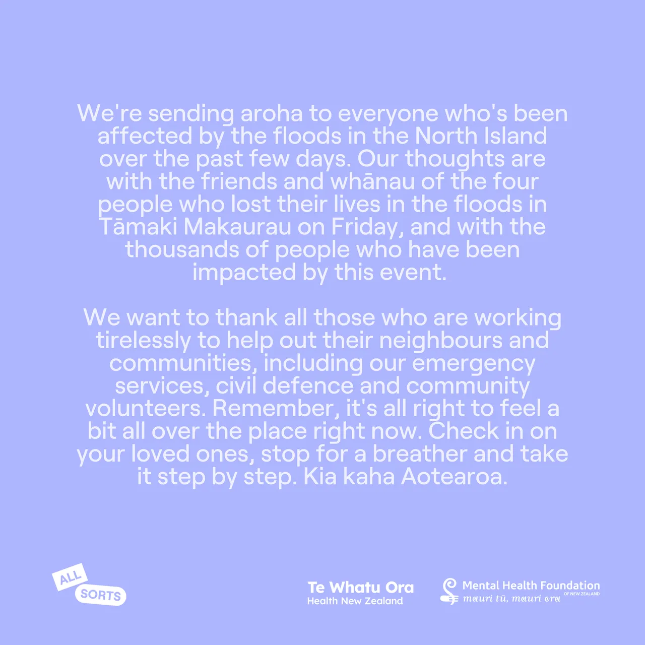 All Sorts social tile - Sending aroha