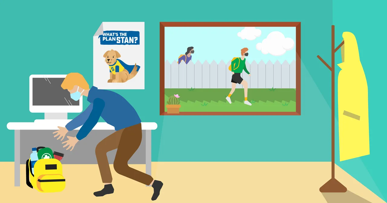 Social Distanced Evacuation Image - Landscape Social media tile