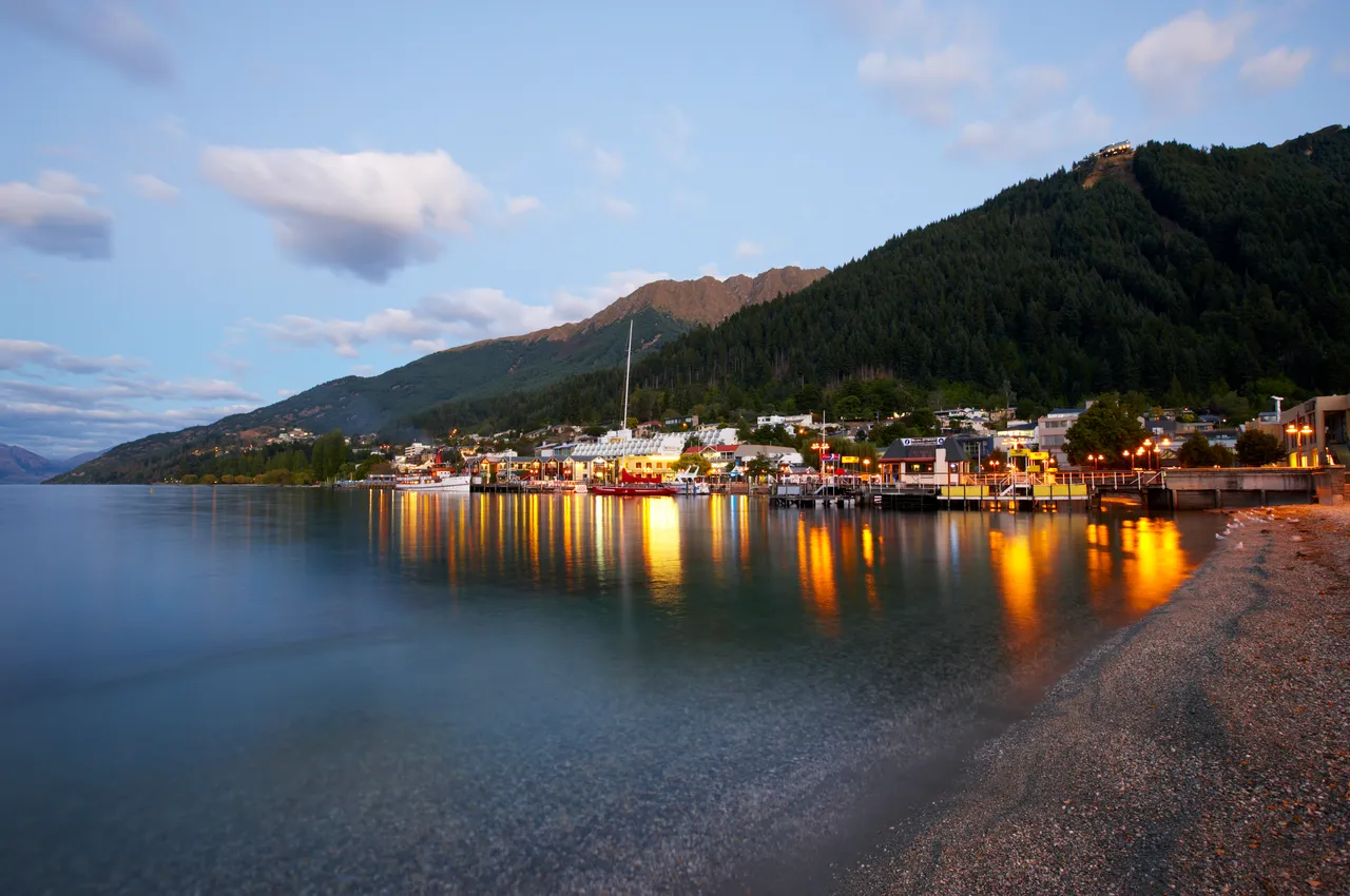 Steamer Wharf at dusk, Queenstown Bay