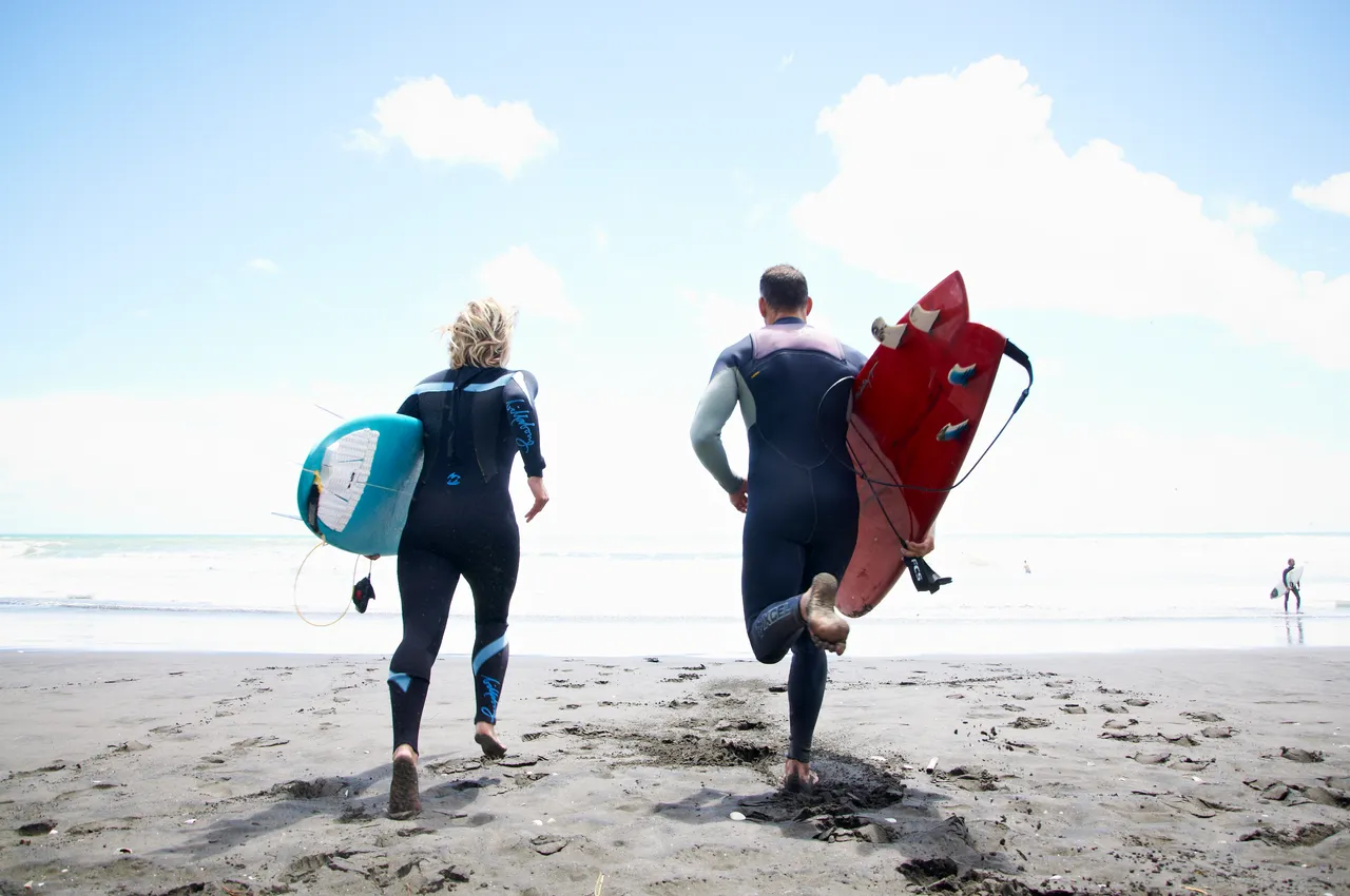 Surfing at Raglan