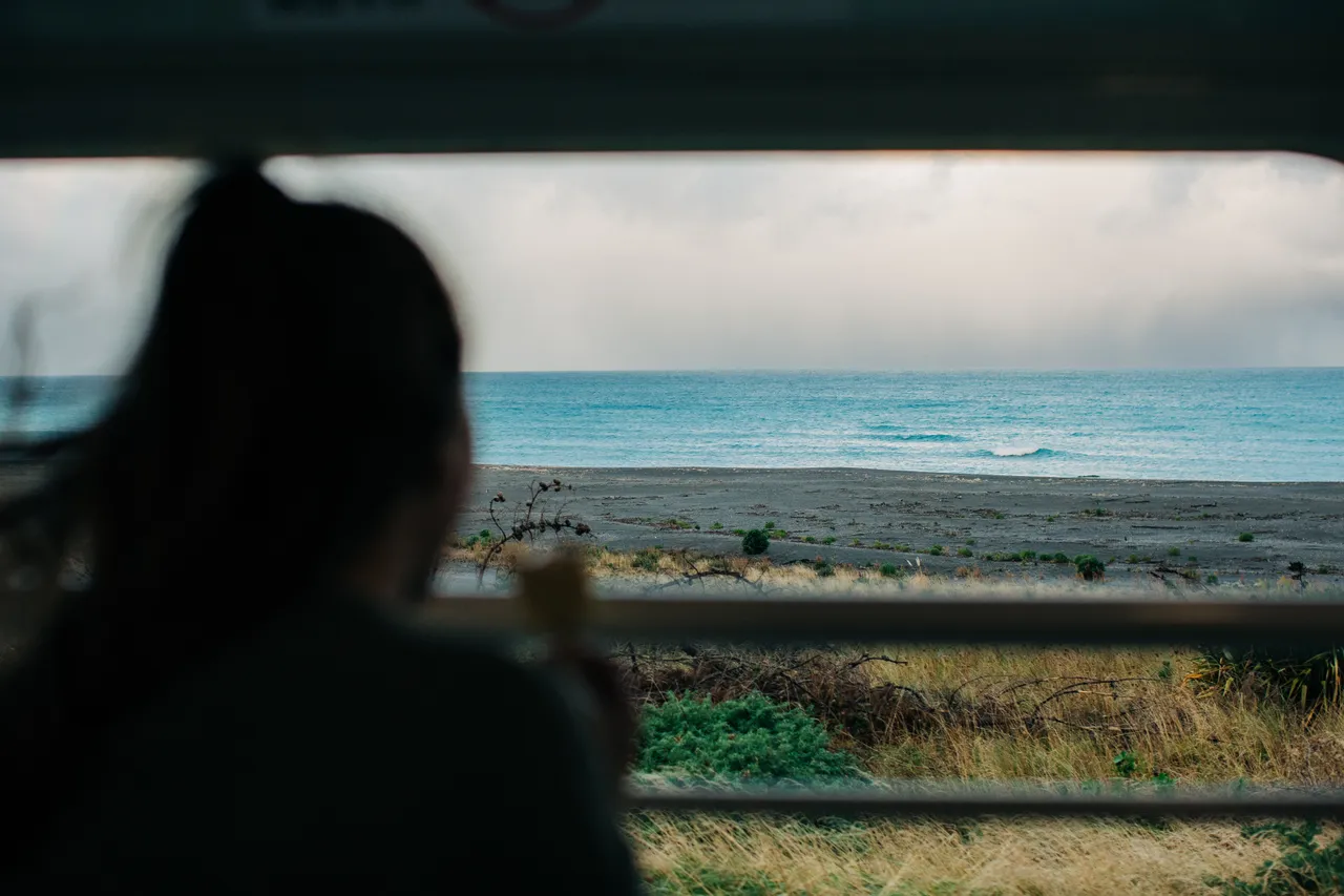 Passenger admiring view out of the viewing carriage