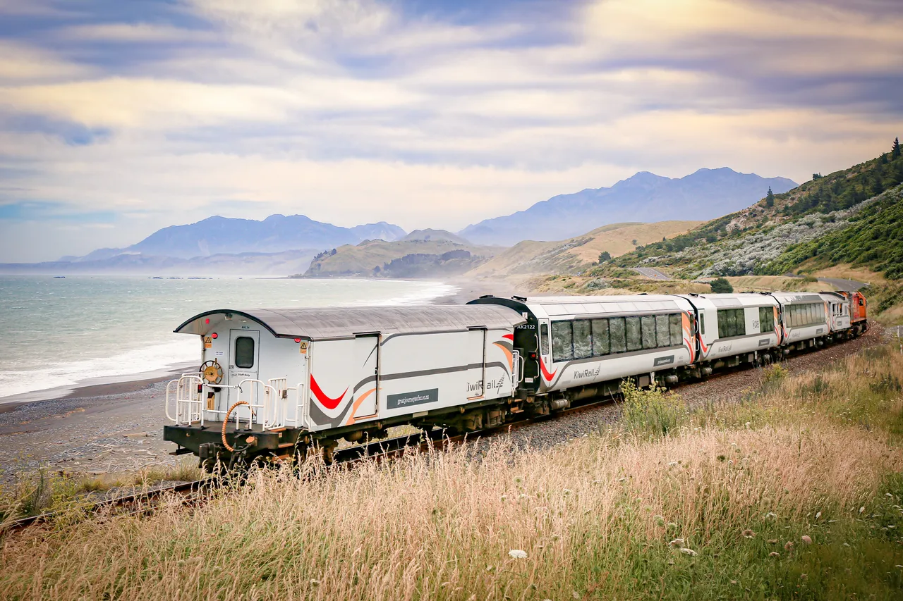 Coastal Pacific train on the Kekerengu coastline