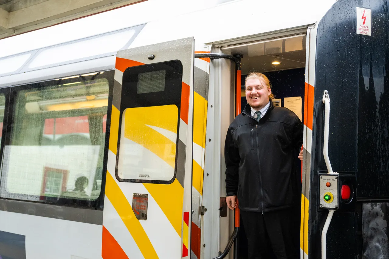 Train crew waiting for customers to board