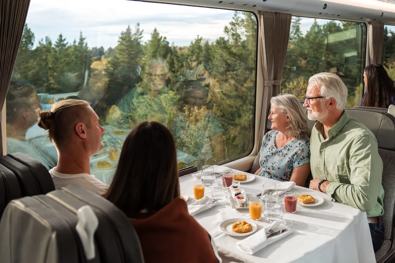 Customers on board enjoying breakfast service