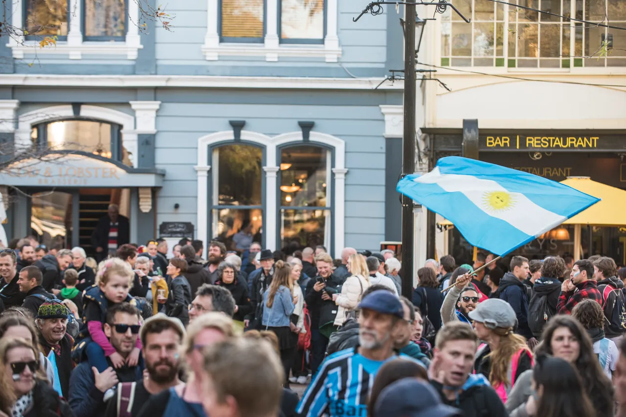 Trafalgar Street Crowd at All Blacks vs Argentina Street Party