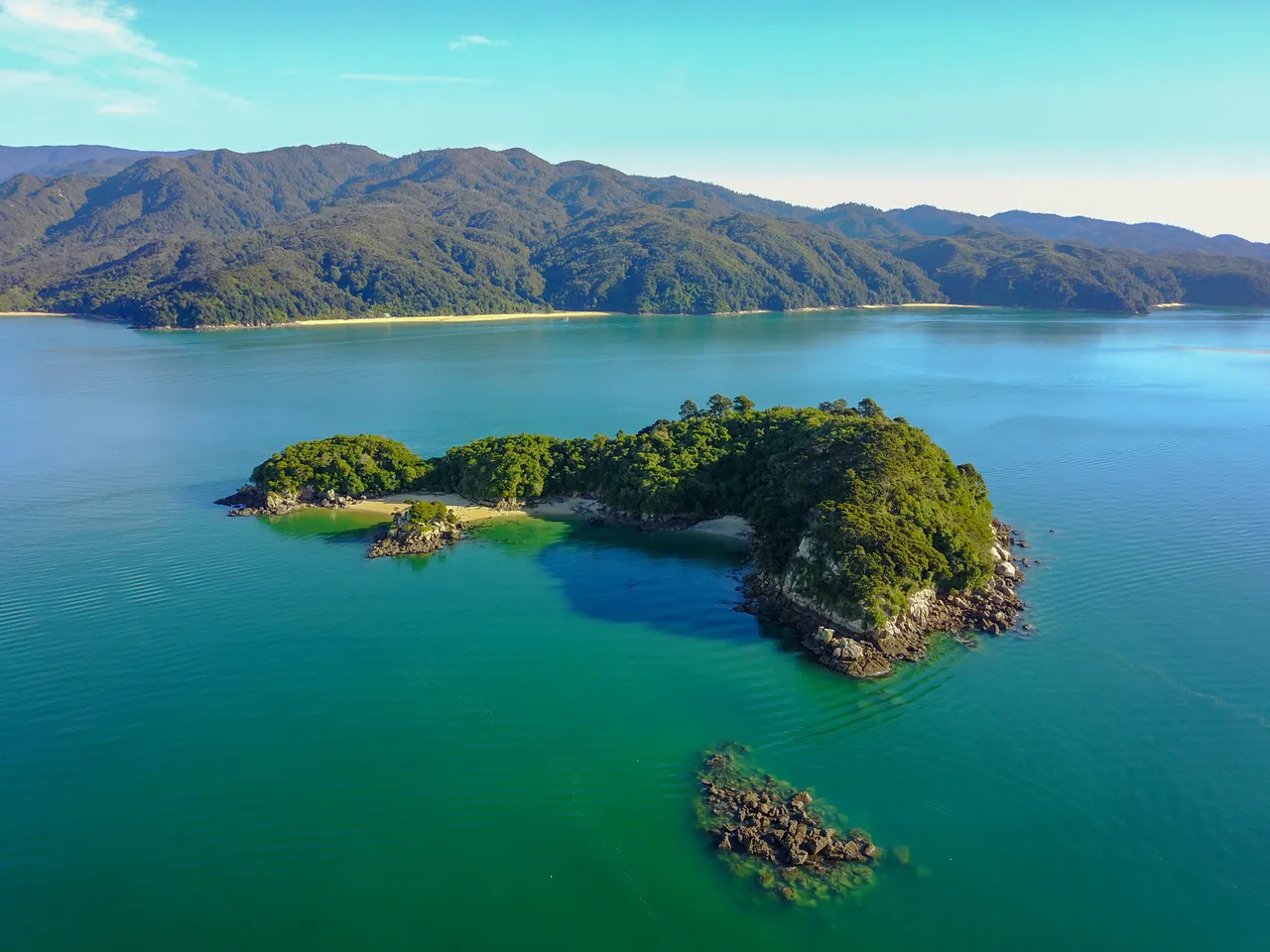Aerial View of Fishermans Island in Abel Tasman National Park