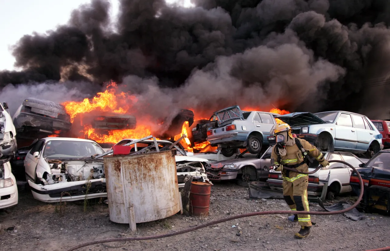Fire in scrap yard