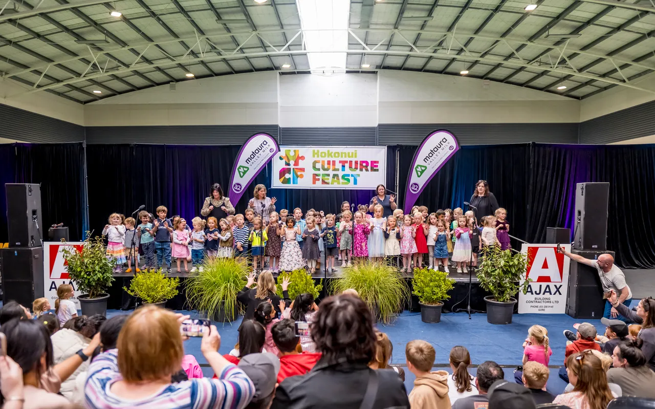 Children performing on stage