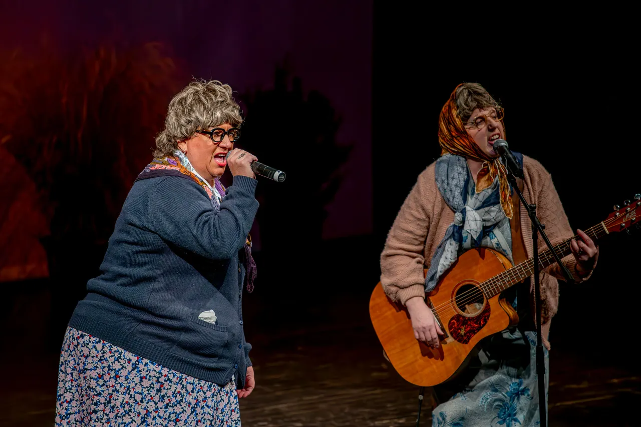 Paula Connor and Kylie Davies performing on stage at St James Theatre