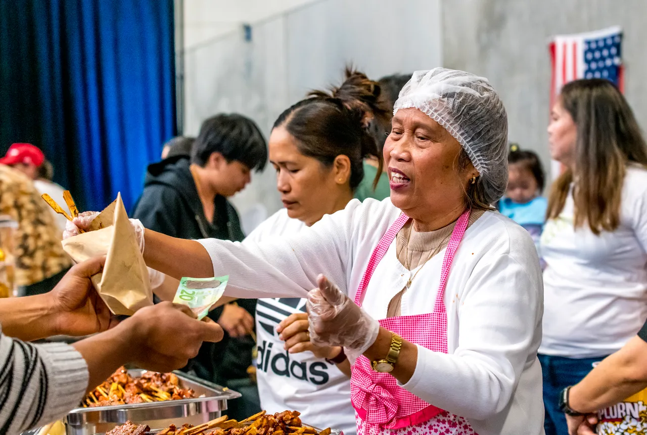 woman serving food