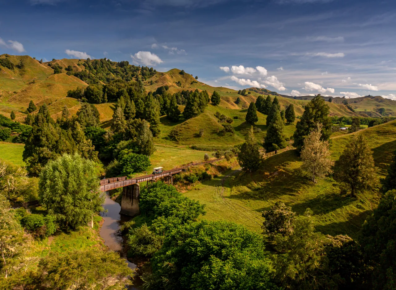 Forgotten World Adventures rail cart in the valley