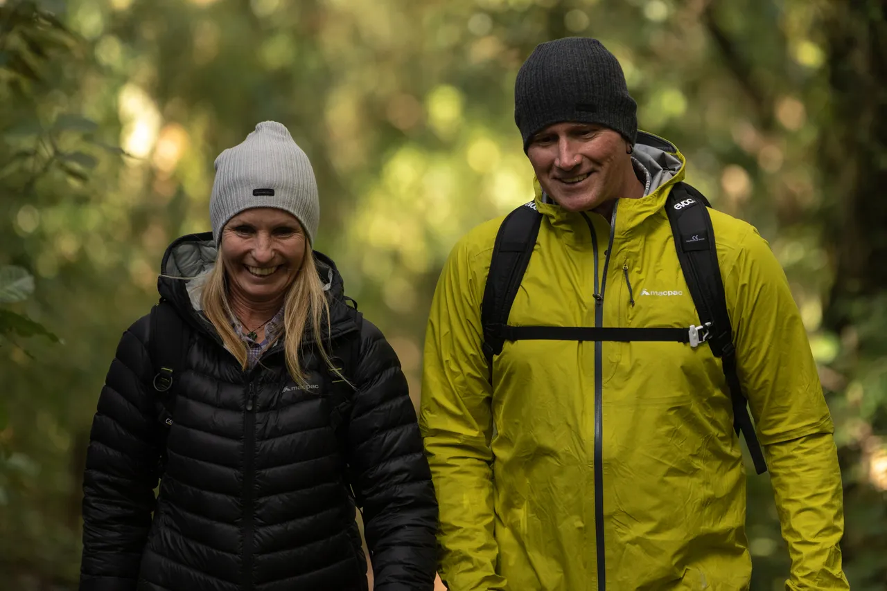 Couple laughing while bush walking
